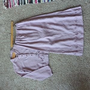 J.Jill 100% Linen Embroidered Long Sleeve and Maxi Skirt 2-Piece Set Lavender